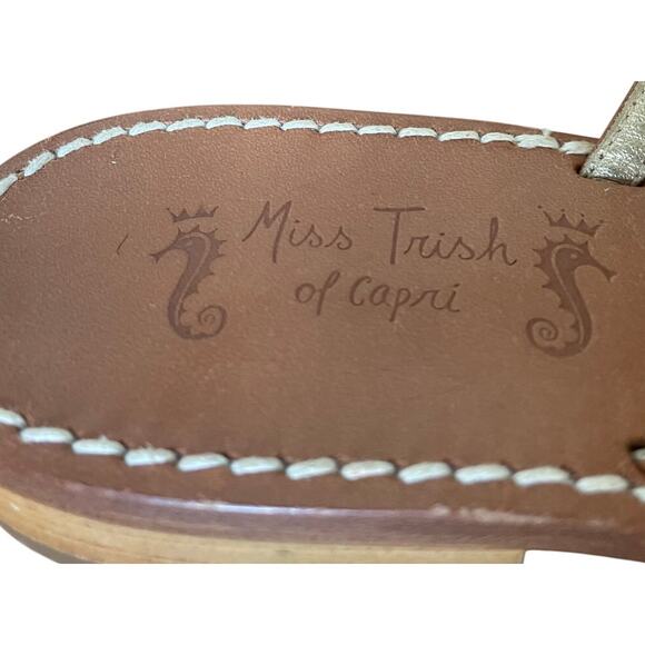 Miss Trish of Capri Turquoise & Gold Beaded Leather Sandals Size 39.5/ US 9.5 - Picture 9 of 9